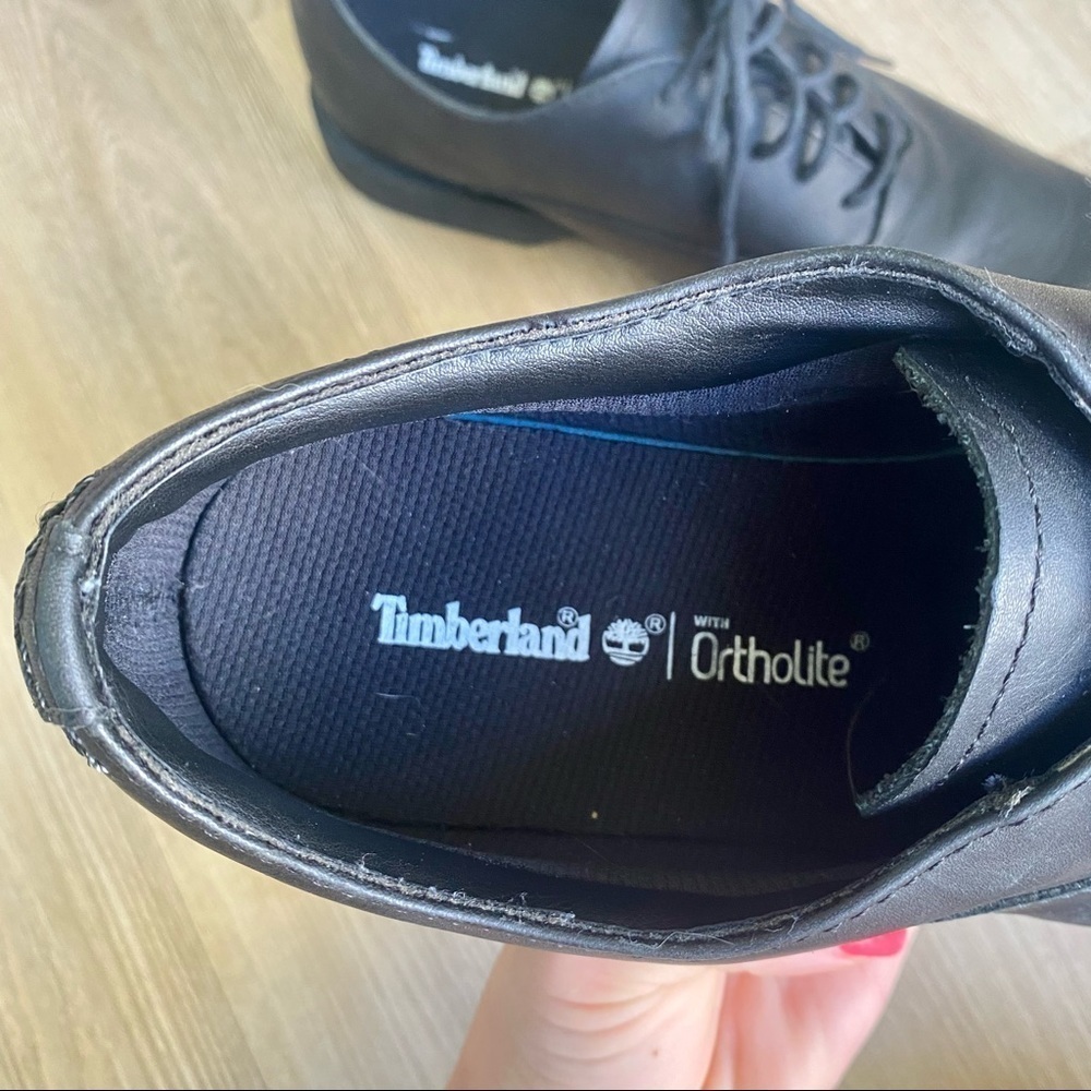 Timberland Ortholite Black Leather Formal Dress Shoes Low - Picture 4 of 8